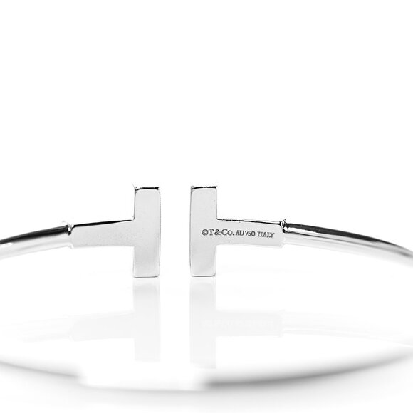 Tiffany  18K White Gold Diamond T Wire Bracelet - Picture 4 of 5